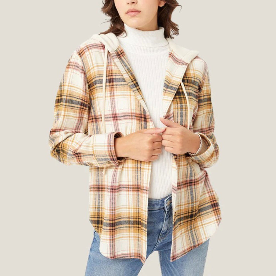 R&B | Karierte Hemd mit Kapuze und Knöpfen Baumwolle/polyester Lässig und Trendy
