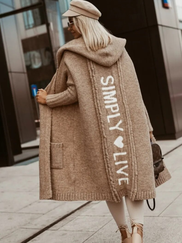 R&B | langer Cardigan mit Kapuze Weich & Warm