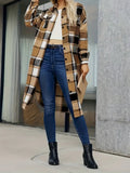 R&B | Karo Langmantel Lässig Moderner Stil Ideal für den Herbst