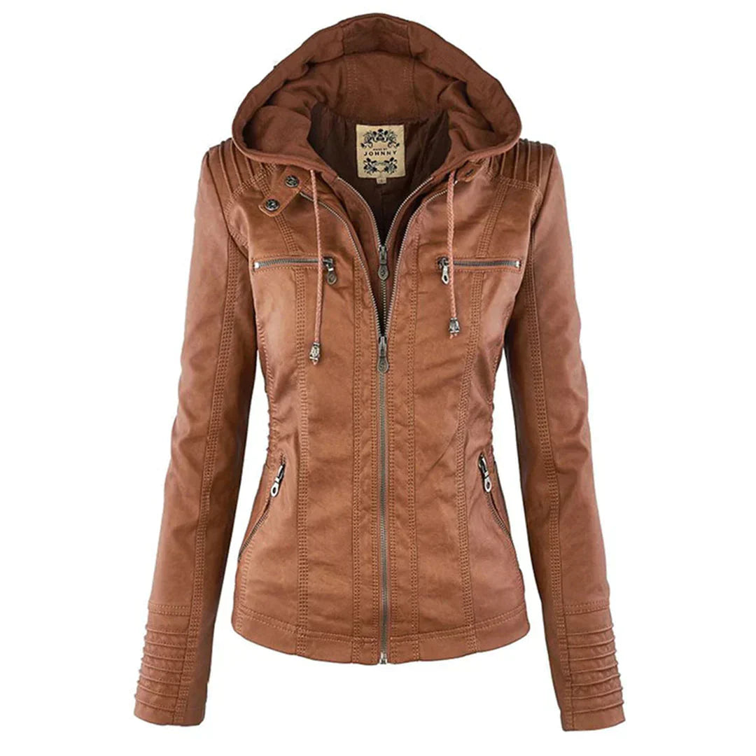 R&B | Elegantes Motorradjacke mit Kapuze Aus Hochwertigem Leder