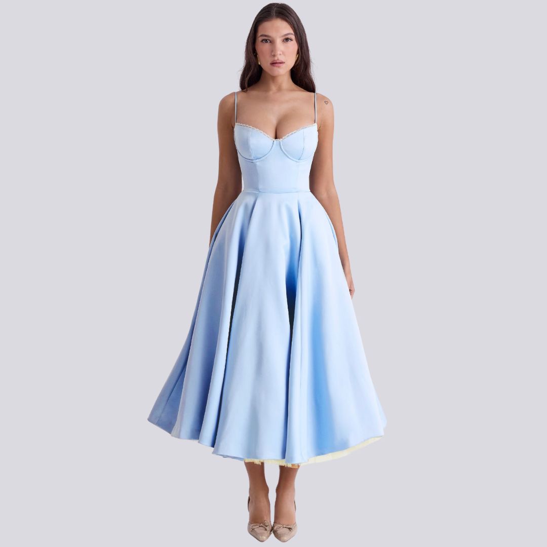 R&B | Stilvolle V-Ausschnitt A-Linien Maxi Kleid
