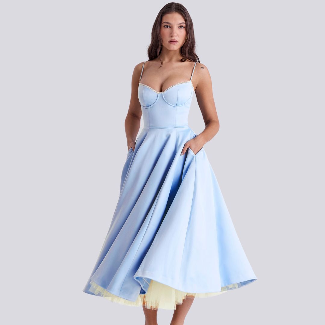 R&B | Stilvolle V-Ausschnitt A-Linien Maxi Kleid