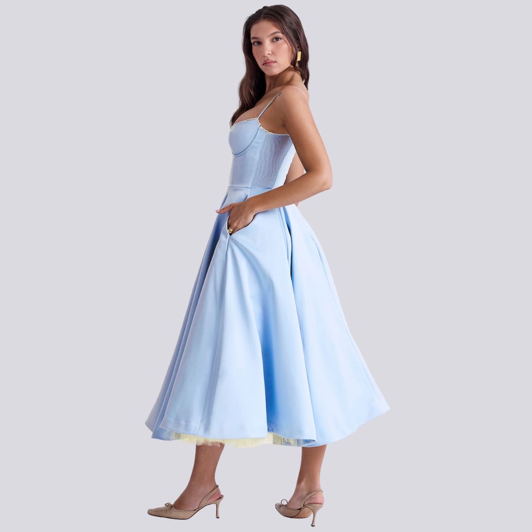 R&B | Stilvolle V-Ausschnitt A-Linien Maxi Kleid