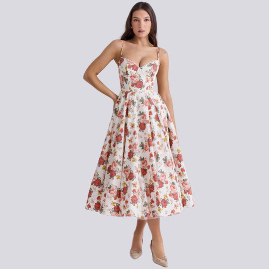 R&B | Stilvolle V-Ausschnitt A-Linien Maxi Kleid