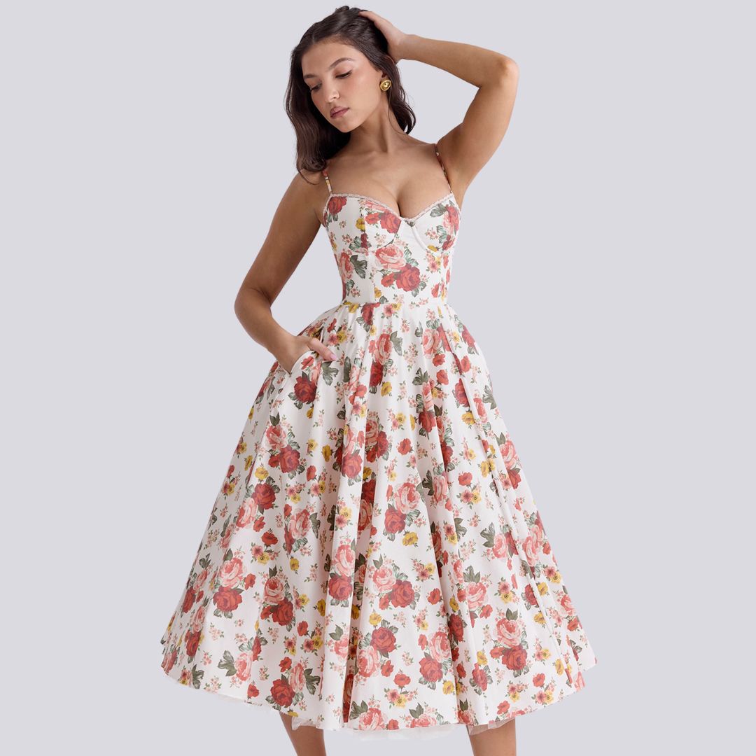 R&B | Stilvolle V-Ausschnitt A-Linien Maxi Kleid