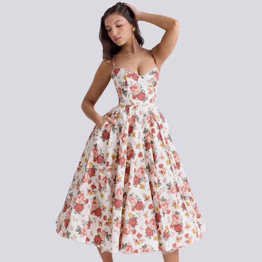 R&B | Stilvolle V-Ausschnitt A-Linien Maxi Kleid