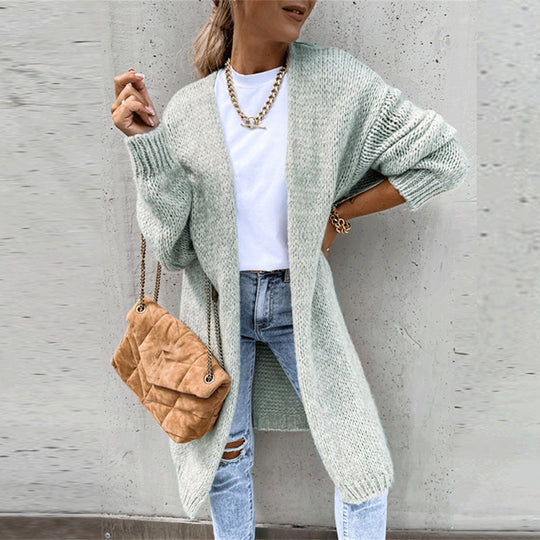 R&B | Damen Langer Cardigan mit Langen Ärmeln und Offener Vorderseite