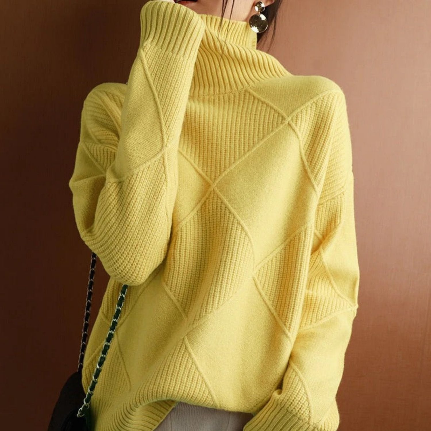 R&B | Damen Rollkragenpullover - Baumwolle Herbst/Winter Pullover