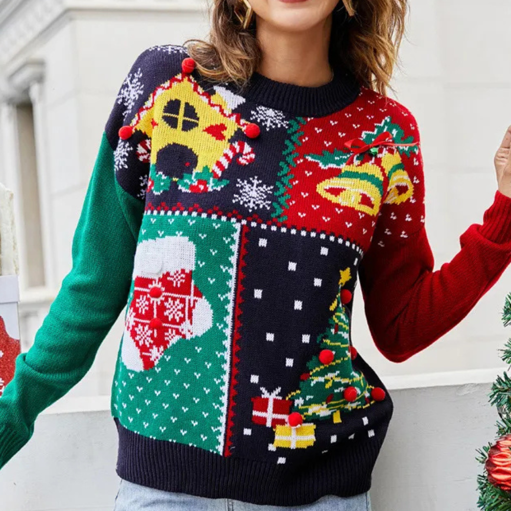 R&B | Weihnachts-Pullover Frauen Fröhlicher Strick Weihnachts-Pullover