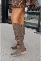 Knöchelhohe Stiefel - Reißverschluss - Flach - Lange Stiefel - Damenstiefel R&B