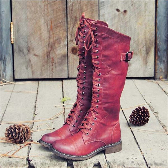 Knöchelhohe Stiefel | Schnürung | Flach | Reitstiefel | Damenstiefel R&B
