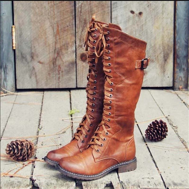 Knöchelhohe Stiefel | Schnürung | Flach | Reitstiefel | Damenstiefel R&B