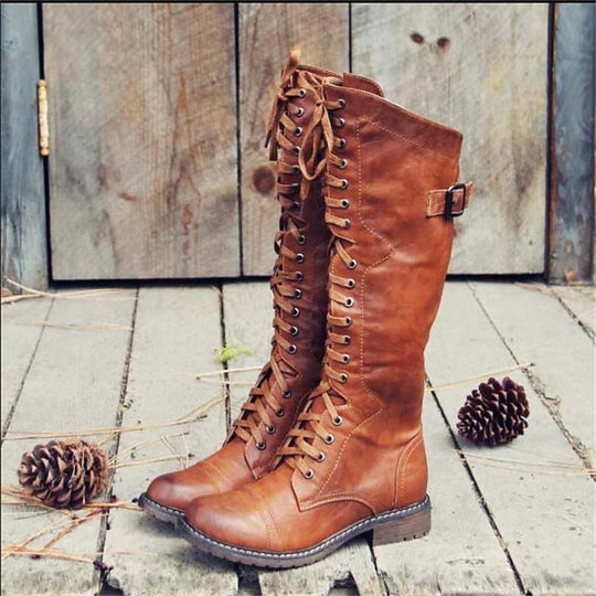 Knöchelhohe Stiefel | Schnürung | Flach | Reitstiefel | Damenstiefel R&B