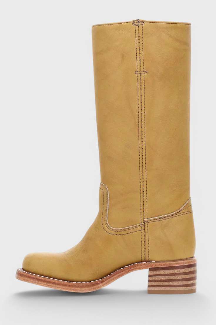 Knielange Stiefel - Damen Weite Wade Stiefel mit Blockabsatz R&B