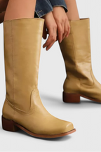 Knielange Stiefel - Damen Weite Wade Stiefel mit Blockabsatz R&B