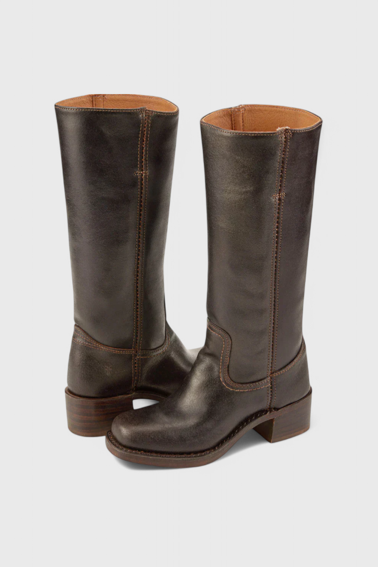 Knielange Stiefel - Damen Weite Wade Stiefel mit Blockabsatz R&B