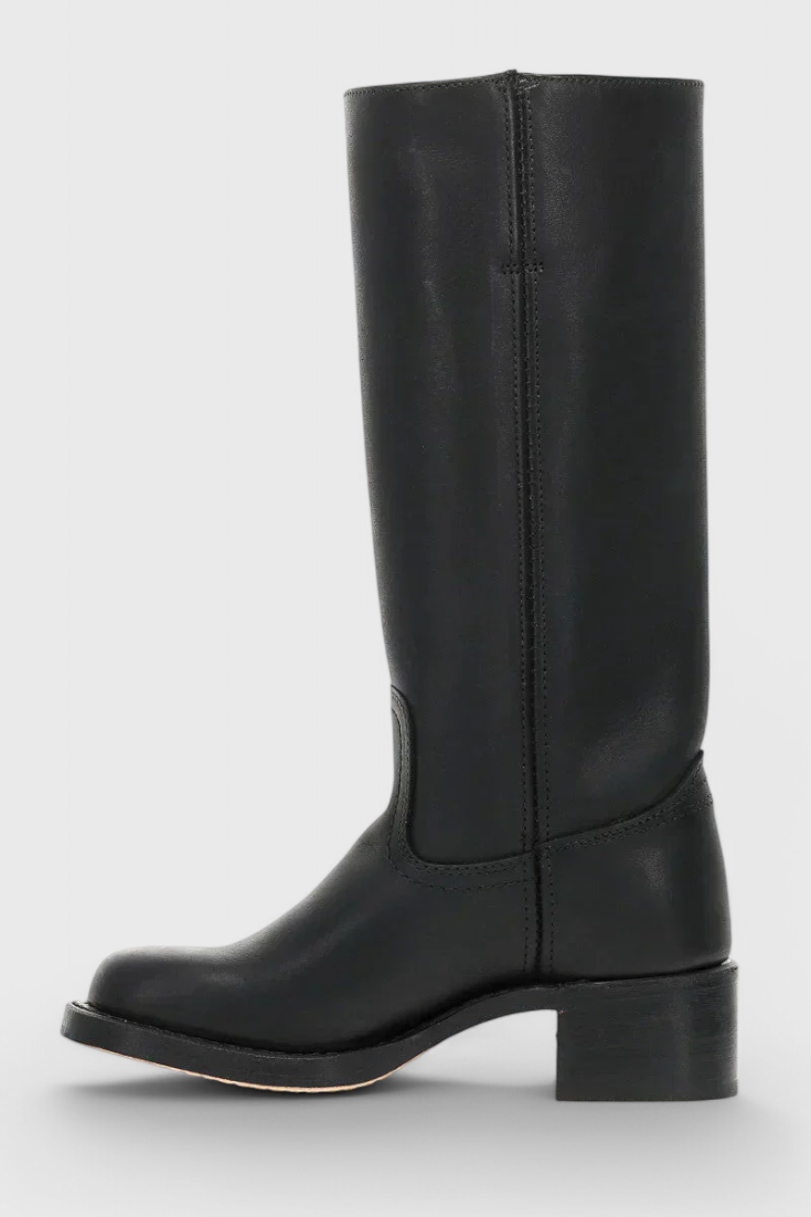 Knielange Stiefel - Damen Weite Wade Stiefel mit Blockabsatz R&B