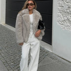 R&B | Vintage - Damen Winterjacke mit Kunstfell und Revers