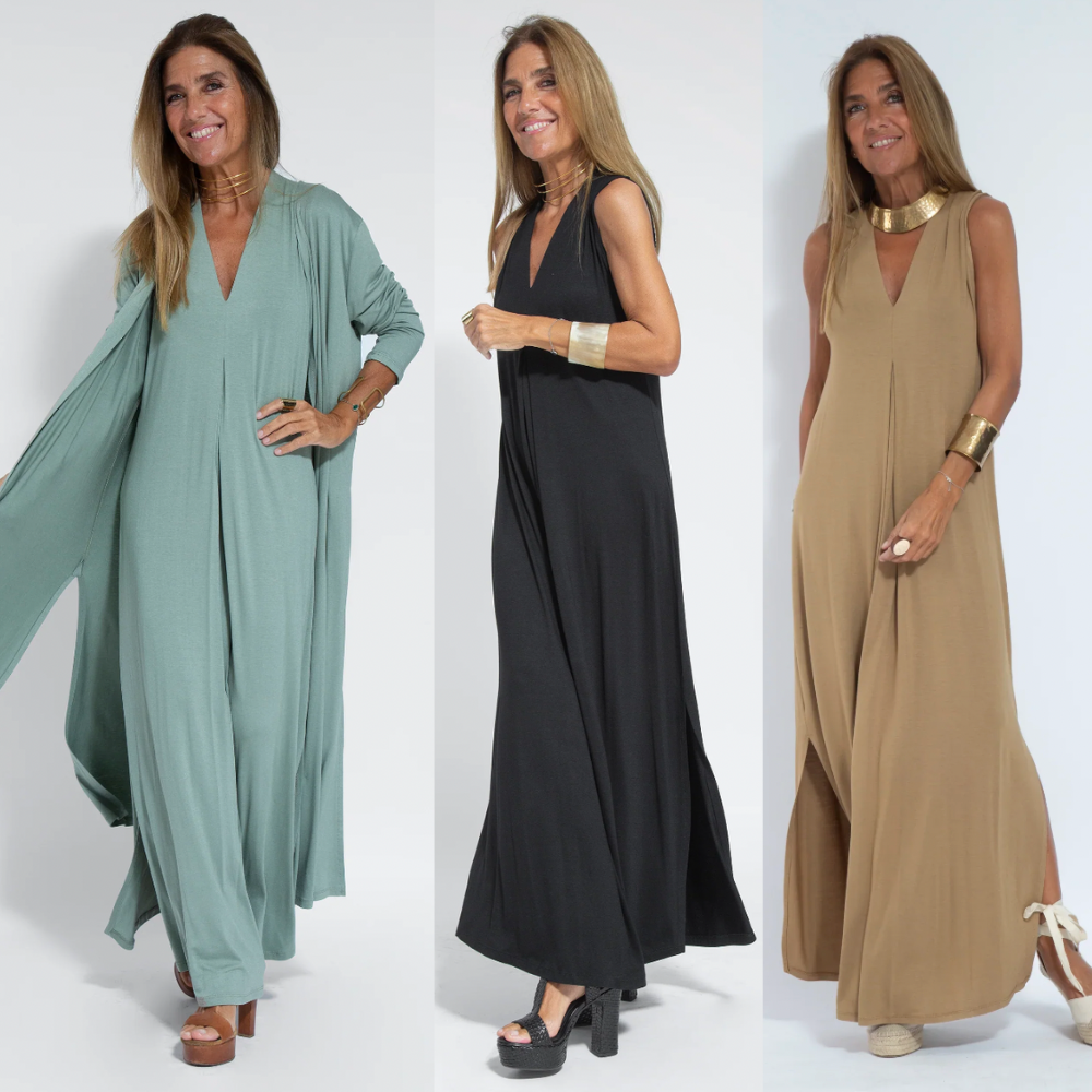 R&B | Ensemble Bestehend Aus Einem Langen, Figurformenden Kleid und Einer Weste