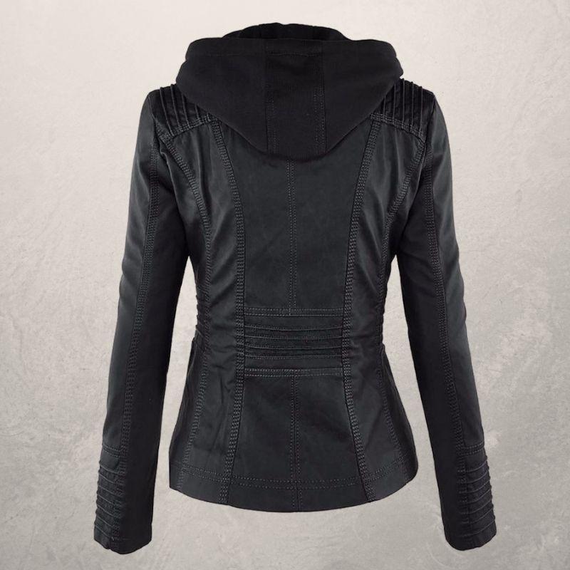 R&B | Lederjacke - Kunstleder Slim Fit Kapuzenzip-Jacke