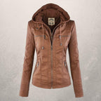 R&B | Kunstlederjacke Slim Fit Kapuzenzip Jacke