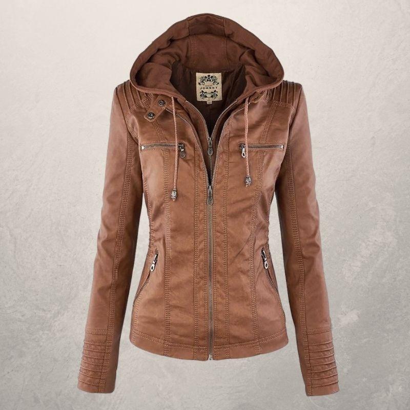 R&B | Kunstlederjacke Slim Fit Kapuzenzip Jacke