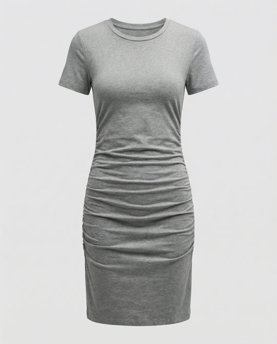 Körperbetontes Mini-Sommerkleid mit Raffung und kurzen Ärmeln für Damen