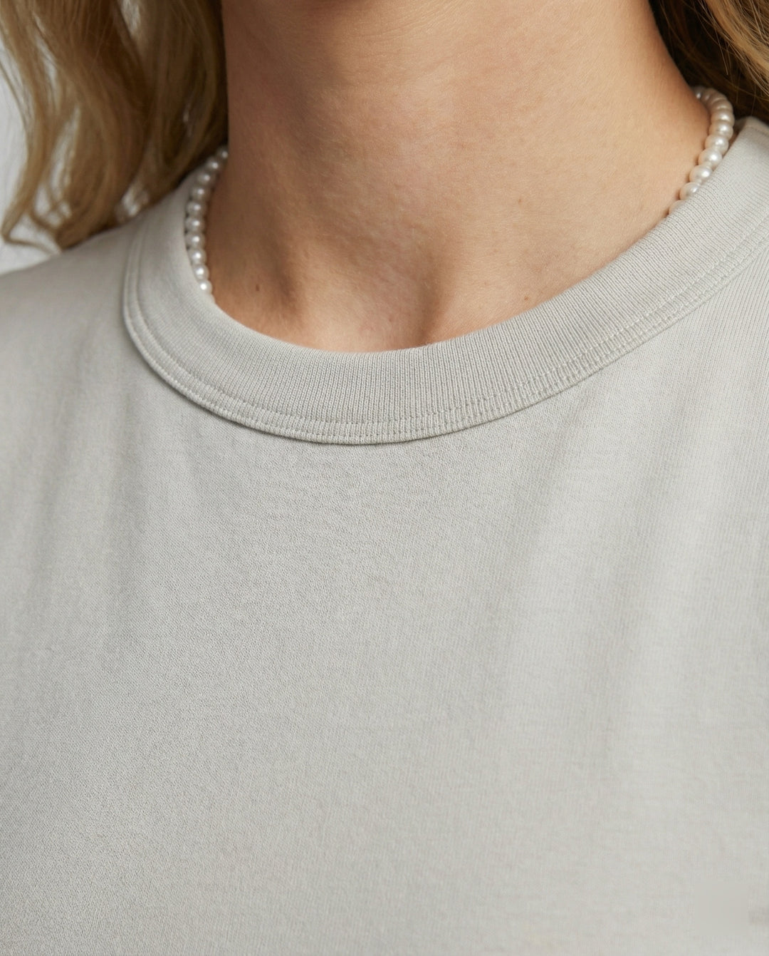 Körpernahes Damen T-Shirt aus Langstapel-Baumwolle mit Rundhalsausschnitt Slim-Fit