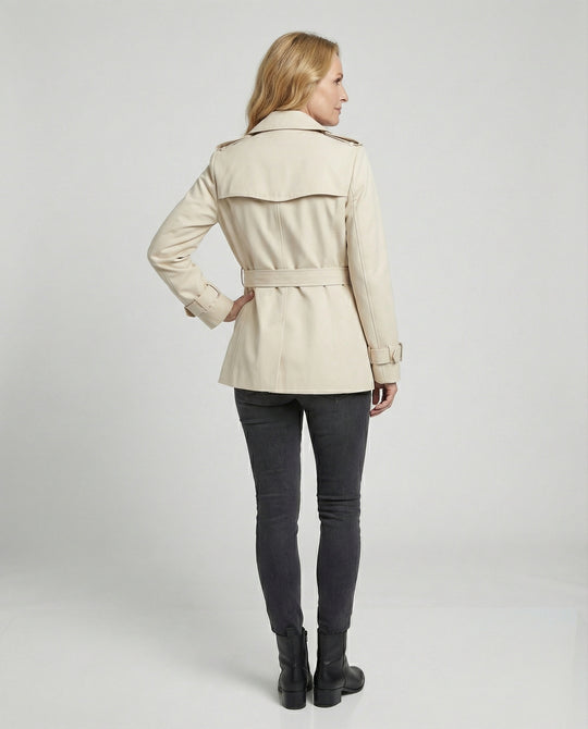 Kurzer Damen Trenchcoat Apricot Britischer Stil Leichte Herbst Jacke