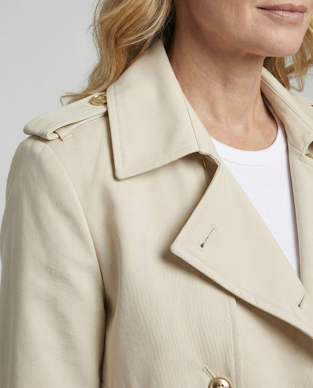 Kurzer Damen Trenchcoat Apricot Britischer Stil Leichte Herbst Jacke
