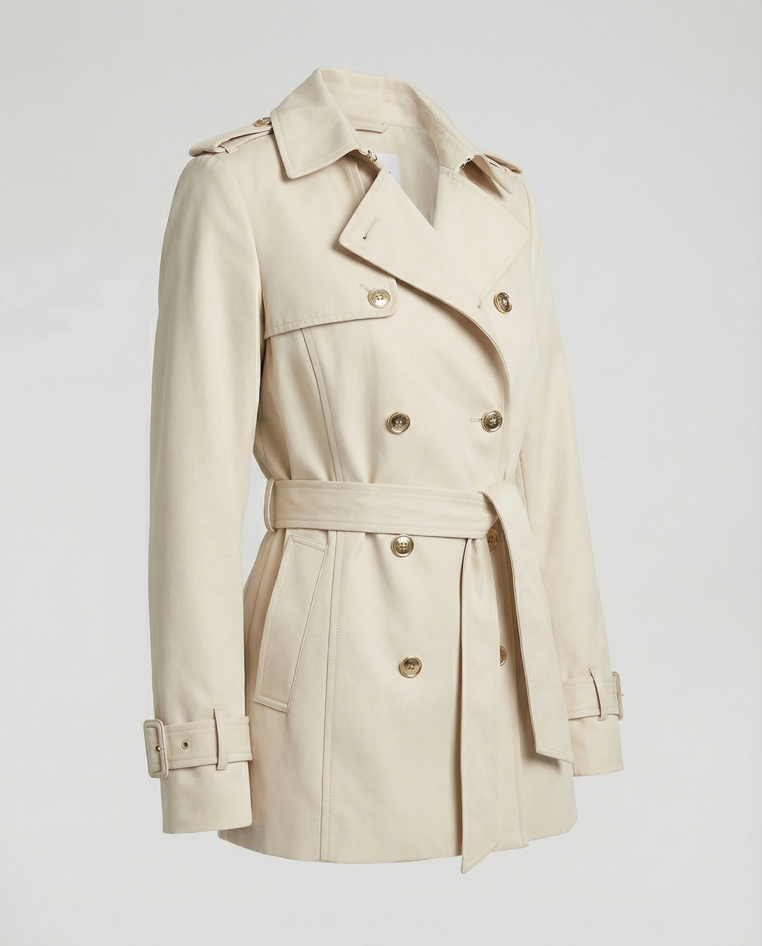 Kurzer Damen Trenchcoat Apricot Britischer Stil Leichte Herbst Jacke