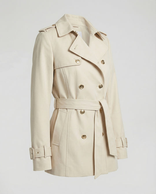 Kurzer Damen Trenchcoat Apricot Britischer Stil Leichte Herbst Jacke