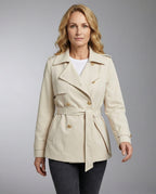 Kurzer Damen Trenchcoat Apricot Britischer Stil Leichte Herbst Jacke