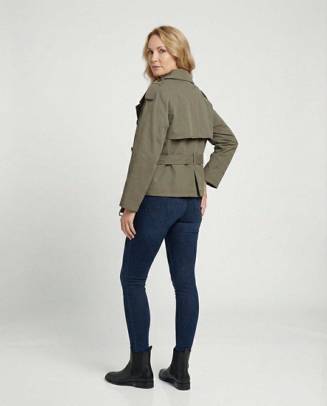 Kurzmantel Damen Grün Herbst Jacke Koreanischer Style Trenchcoat Kurz