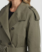 Kurzmantel Damen Grün Herbst Jacke Koreanischer Style Trenchcoat Kurz