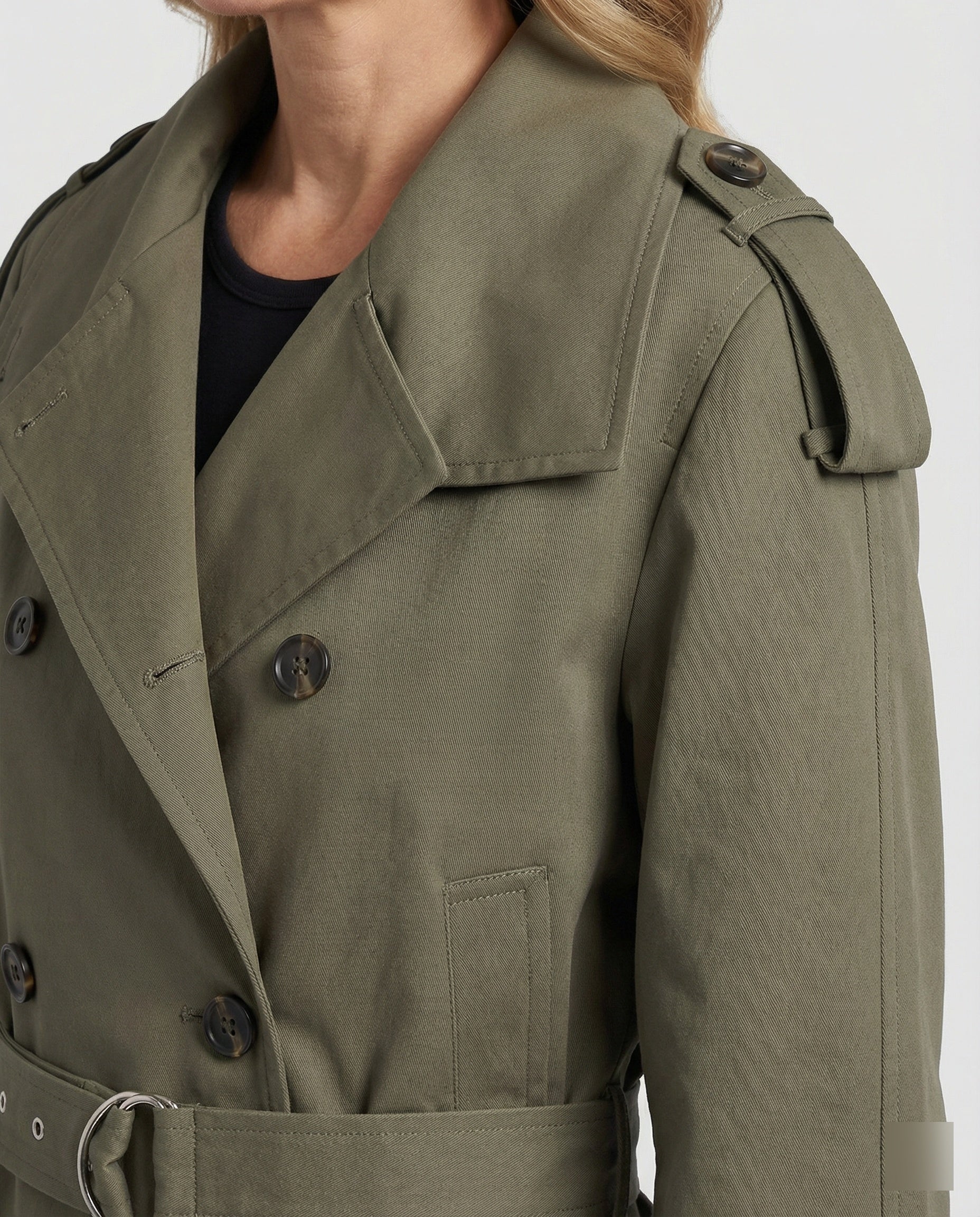 Kurzmantel Damen Grün Herbst Jacke Koreanischer Style Trenchcoat Kurz