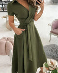 elegantes v-ausschnitt midikleid für damen
