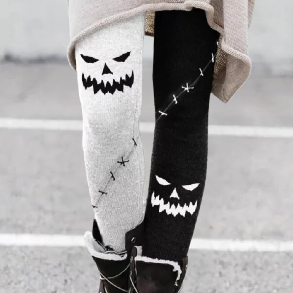 R&B | Leggings Enganliegend Weicher und Atmungsaktiver Strick Geometrisches Muster Vollständig Länglich