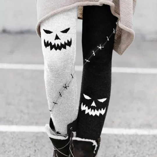 R&B | Leggings Enganliegend Weicher und Atmungsaktiver Strick Geometrisches Muster Vollständig Länglich
