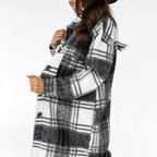 R&B | Lange karierte Winterjacke