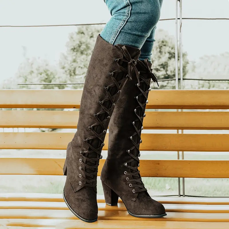 Langer Damen-Stiefel mit hohem Absatz R&B