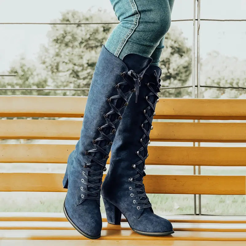 Langer Damen-Stiefel mit hohem Absatz R&B