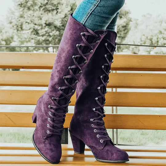 Langer Damen-Stiefel mit hohem Absatz R&B