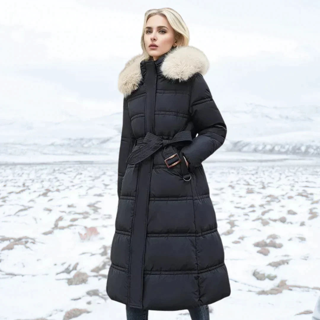 R&B | Daunenjacke für Damen - Warm und Leicht - mit Kapuze und Kunstpelz - Reißverschluss Closure
