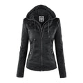 R&B | Fake-Leder Bikerjacke mit Kapuze