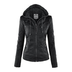 R&B | Fake-Leder Bikerjacke mit Kapuze