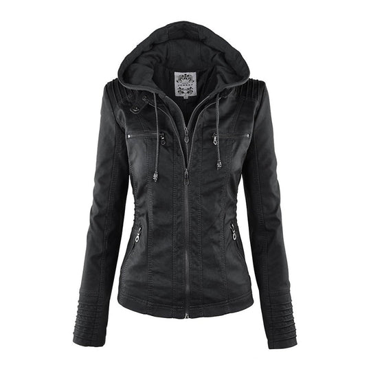 R&B | Leder Damenjacke mit Kapuze Cynthia