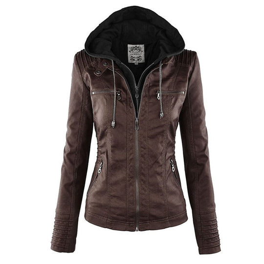 R&B | Leder Damenjacke mit Kapuze Cynthia