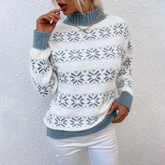 R&B | Strick Schneeflocken Rollkragenpullover