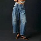 R&B | Damen Trendy Weite-Bein Hose Denim